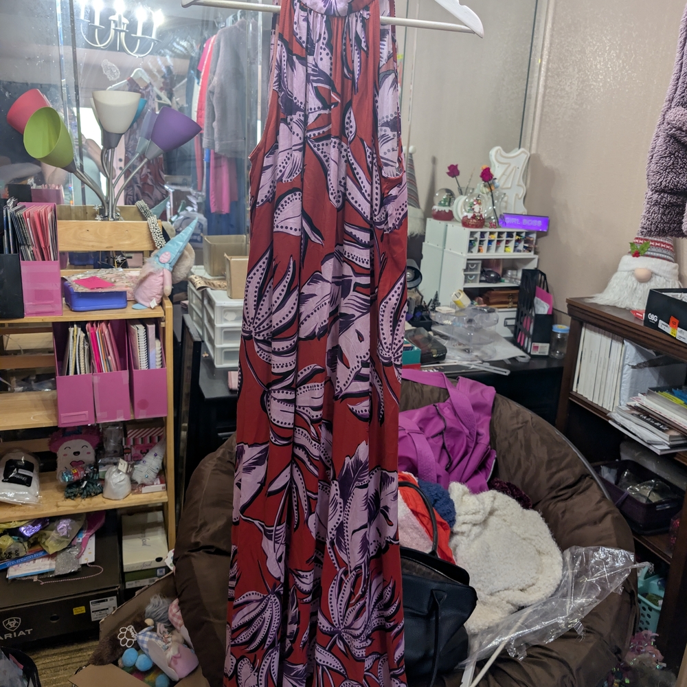 MSK Red and Pink Patterned Dress